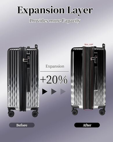 مجموعة الأمتعة، حقيبة حمل مقاس 20 بوصة، حقيبة سفر صلبة خفيفة الوزن مقاس 24 بوصة مع عجلات دوارة، قفل TSA، مجموعة مكونة من قطعتين in Kuwait