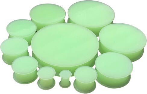 PAIR of Unique Glow in the Dark Solid Silicone Double Flare Plugs - Tunnels - Body Jewelry - Gauges up to 2"! in Saudi Arabia