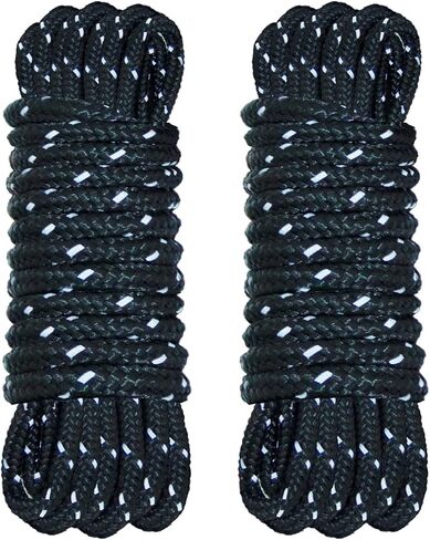 حبل التخييم قماش القنب التعادل لأسفل الحبال مع نظام السقاطة، البكرة والعتاد المعدني المقوى - خطوط الرجل الثقيلة القابلة للتعديل لخيمة المظلة، الإعداد السريع حزام في الهواء الطلق (قطر 1/6 بوصة × 16 قدم طويلة) in Kuwait