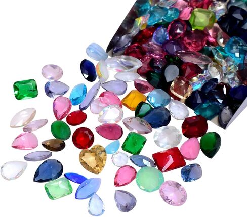 Mixed Natural Glass Loose Gemstones | Grade A+ (Natural Inclusions) | Hand Cut & Polished Gemstone Mix | Bulk Gemstone Lot for Jewelry Making, Craft, Healing (100 Carats) in Kuwait