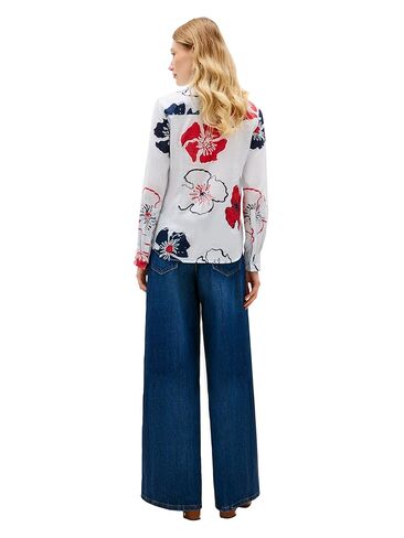 Tommy Hilfiger Women's Cotton Poplin Long Sleeve Button Down Shirt in Regular Fit with Roll Up Sleeve in Saudi Arabia