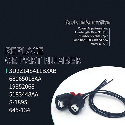 قطعتان من مجموعة أدوات توصيل مستشعر سرعة العجلات ABS - متوافقة مع جيب رام دودج كرايسلر فورد تشيفي جي إم سي، يستبدل #68065018AA، 19352068، 645-134، S-1895، 3U2Z14S411BXAB in Kuwait