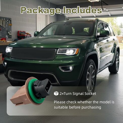2Pcs Turn Signal Socket Fit for Jeep Grand Cherokee 2011-2021 3.0L/3.6L/5.7L/6.4L Headlights Front Replace 68110996AA 68110996AB 68110996AC 68110996AD 68236108AE ABS Material in Kuwait
