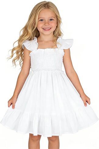 AGQT Baby Girls Summer Sleeveless Dress Ruffle Dress Summer Cotton Line Casual A-Line Dress Size 6M-6T in Kuwait