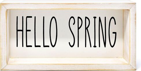 Hello Spring Wooden Sign – Rustic Farmhouse Tiered Tray Decor, Seasonal Spring Tabletop, Mantel and Shelf Decoration in Saudi Arabia