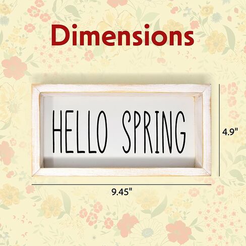 Hello Spring Wooden Sign – Rustic Farmhouse Tiered Tray Decor, Seasonal Spring Tabletop, Mantel and Shelf Decoration in Saudi Arabia