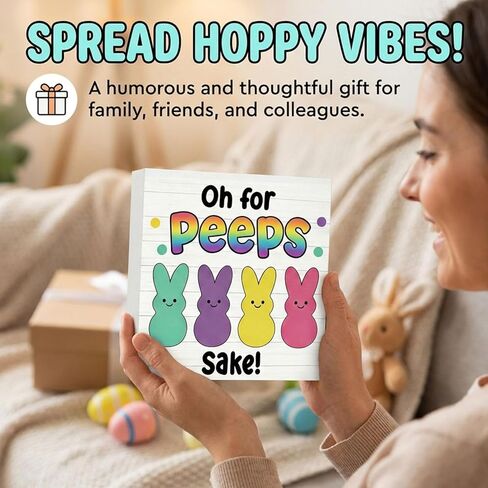 زينة عيد الفصح، ديكور أرنب مضحك، ديكور مكتب عيد الفصح، صندوق خشبي، علامة هدية، كتلة خشبية، صندوق لوحة، علامة للمنزل، المزرعة، المطبخ، رف الحمام، ديكور الطاولة، أوه للزقزقة (أبيض) in Kuwait