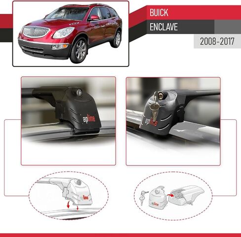 Compatible with Buick Enclave 2008-2017 ACE-2 Type Car Roof Rack Cross Bar Black Aluminium Bars in Saudi Arabia