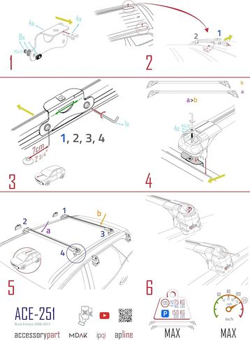 Compatible with Buick Enclave 2008-2017 ACE-2 Type Car Roof Rack Cross Bar Black Aluminium Bars in Saudi Arabia