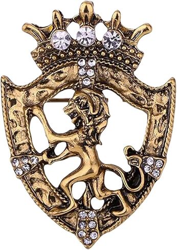 Vintage Crown Animal Brooches,Lion Rhinestone Crystal Lapel Pins,Zinc Alloy Jewelry for Men Suits Weddings Parties Fashion Accessories in Kuwait