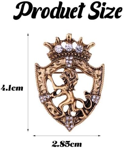 Vintage Crown Animal Brooches,Lion Rhinestone Crystal Lapel Pins,Zinc Alloy Jewelry for Men Suits Weddings Parties Fashion Accessories in Kuwait