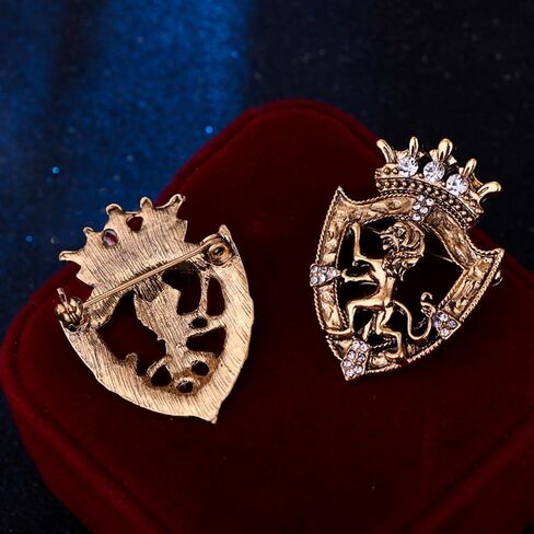 Vintage Crown Animal Brooches,Lion Rhinestone Crystal Lapel Pins,Zinc Alloy Jewelry for Men Suits Weddings Parties Fashion Accessories in Kuwait