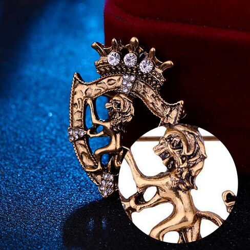 Vintage Crown Animal Brooches,Lion Rhinestone Crystal Lapel Pins,Zinc Alloy Jewelry for Men Suits Weddings Parties Fashion Accessories in Kuwait