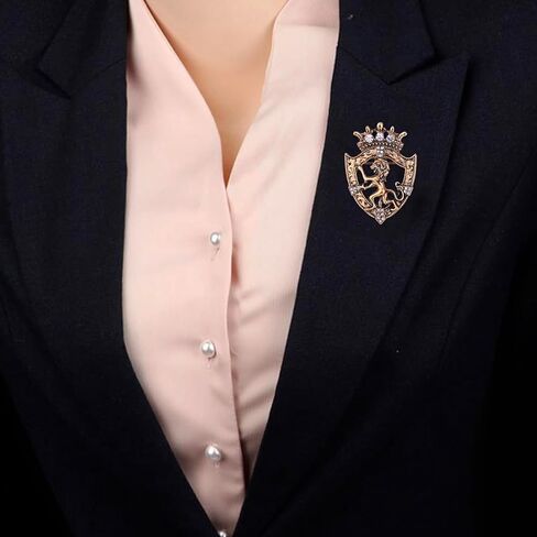 Vintage Crown Animal Brooches,Lion Rhinestone Crystal Lapel Pins,Zinc Alloy Jewelry for Men Suits Weddings Parties Fashion Accessories in Kuwait