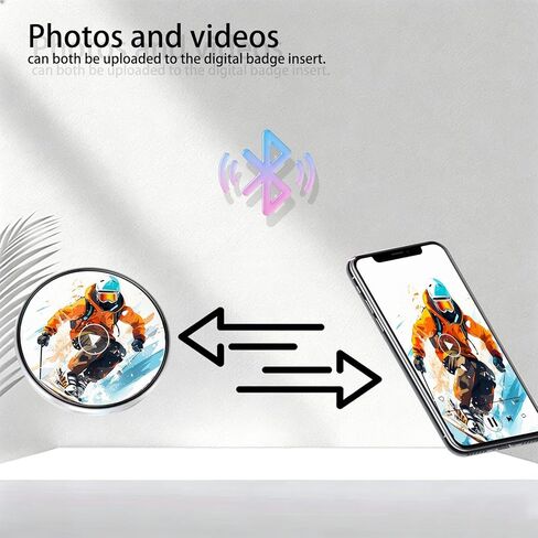 دبوس شارة رقمي مع مساحة تخزين 128 ميجابايت، شارة شاشة إلكترونية ذكية تعمل باللمس مقاس 1.95 بوصة عالية الدقة للصور وملفات GIF ومقاطع فيديو 15 ثانية، ودبوس رقمي للتحكم في تطبيق بلوتوث لحقائب الظهر in Kuwait