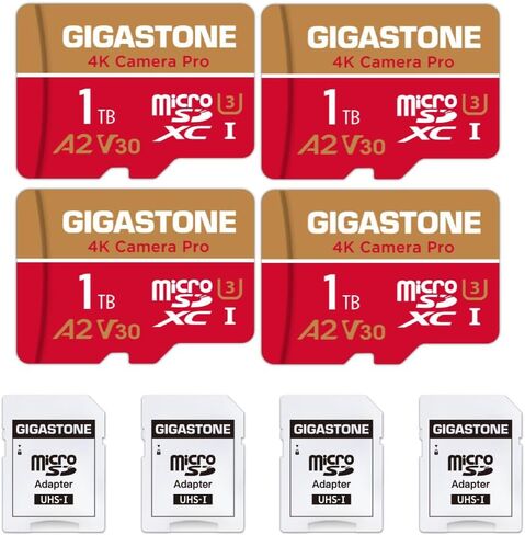 [5-Yrs Free Data Recovery] Gigastone 512GB Micro SD Card, 4K Camera Pro, A2 V30 UHS-I U3 C10, Up to 150/120MB/s, for Smartphone, GoPro, Action Cam, 4K UHD Video, with Adapter & USB-C Card Reader in Saudi Arabia