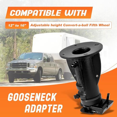 12"-16" Adjustable Cushioned 5th Wheel Gooseneck Adapter, Fit for 2-5/16" Gooseneck Hitch Balls, 20,000 lb Towing Capacity, OE C5G1216 in Saudi Arabia