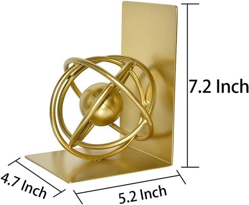 مجموعة من 2 نهايات كتب معدنية ذهبية، نهايات كتب شديدة التحمل للكتب الثقيلة، حاملات كتب مزخرفة على شكل كرة هندسية حديثة فريدة من نوعها للأرفف والمكتب والديكور المنزلي، زوج واحد/قطعتان in Kuwait