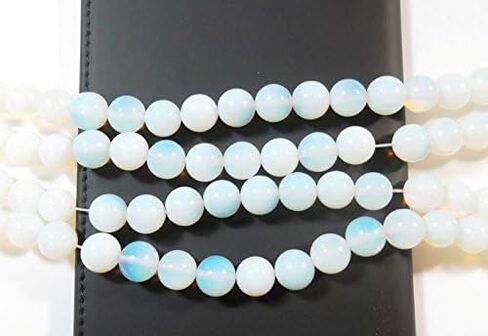 Perlin Moonstone Gemstone Round Beads White Opal Natural Stone Semi Precious for Jewellery Chain Bracelet Necklace Earrings DIY Crafts (6 mm – 60 Pieces) in Saudi Arabia