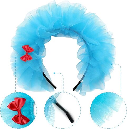 Blue Fluffy Tulle Headband Blue Mesh Bow Headband for Halloween, Book-Themed Events,Cosplay, Dress-Up Parties, School Festivals Party in Kuwait