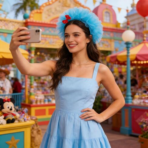 Blue Fluffy Tulle Headband Blue Mesh Bow Headband for Halloween, Book-Themed Events,Cosplay, Dress-Up Parties, School Festivals Party in Kuwait