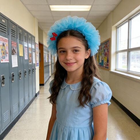 Blue Fluffy Tulle Headband Blue Mesh Bow Headband for Halloween, Book-Themed Events,Cosplay, Dress-Up Parties, School Festivals Party in Kuwait