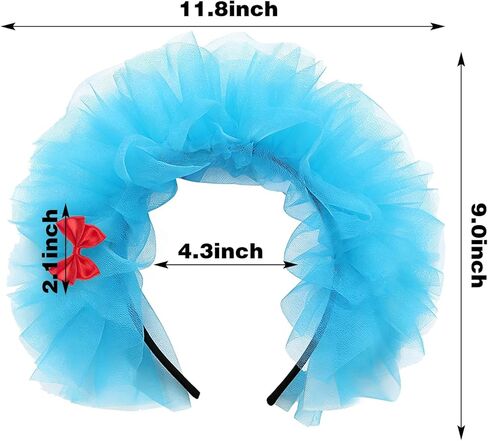 Blue Fluffy Tulle Headband Blue Mesh Bow Headband for Halloween, Book-Themed Events,Cosplay, Dress-Up Parties, School Festivals Party in Kuwait