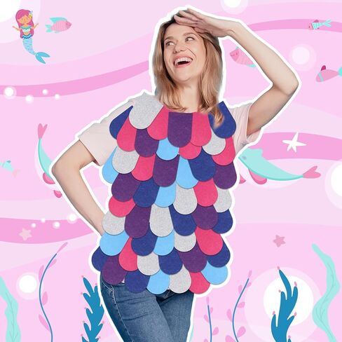 Rainbow Fish Costume Set, Rainbow Fish Pendant Earrings & 60 Pcs Mermaid Scale Fabric, Book Story Character Costume Accessories for Teachers, Educators, Librarians in Saudi Arabia
