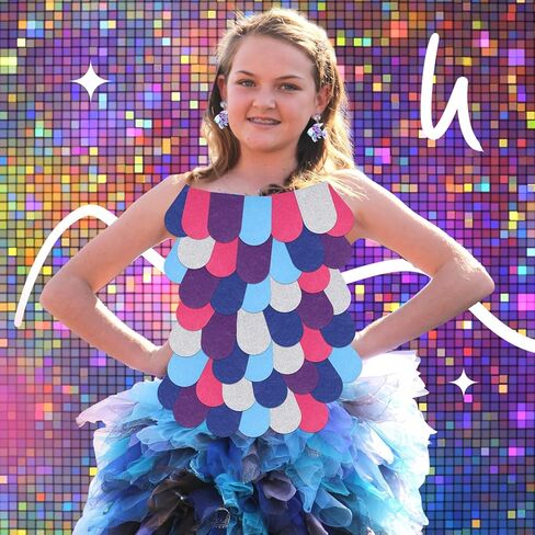 Rainbow Fish Costume Set, Rainbow Fish Pendant Earrings & 60 Pcs Mermaid Scale Fabric, Book Story Character Costume Accessories for Teachers, Educators, Librarians in Saudi Arabia