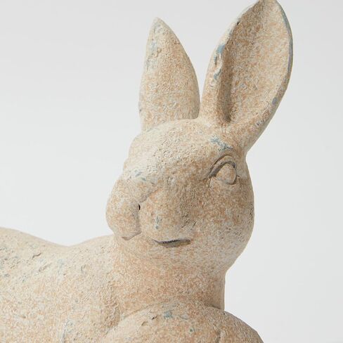DN DECONATION Easter Decorations Bunny Figurines Set, Vintage Rabbit Statues for Easter Beige Decor & Farmhouse Home Decor, Resin Tabletop Sculptures with Stone Texture for Shelf Mantel Coffee Table in Saudi Arabia
