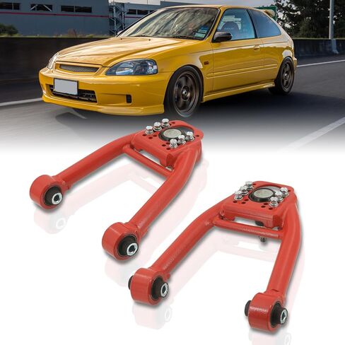 AJP Distributors Front Upper Suspension Adjustable Tubular Steel Control Arm Camber Kit Red Compatible/Replacement For Civic EJ6 EJ7 EJ8 EM1 EK1 EK2 EK3 EK4 EK9 1996 1997 1998 1999 2000 96 97 98 99 00 in Saudi Arabia