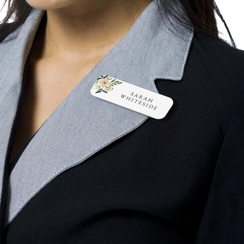 Personalized Watercolor Floral Name Badge/Custom Identification Badge with Magnetic Back / 1" x 3" Modern Plastic Name Tag in Saudi Arabia
