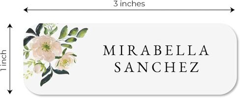 Personalized Watercolor Floral Name Badge/Custom Identification Badge with Magnetic Back / 1" x 3" Modern Plastic Name Tag in Saudi Arabia