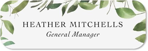 Personalized Watercolor Floral Name Badge/Custom Identification Badge with Magnetic Back / 1" x 3" Modern Plastic Name Tag in Saudi Arabia