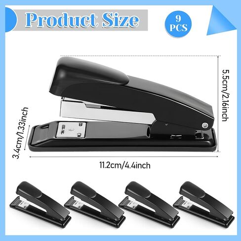 9 قطع من دباسات سطح المكتب، دباسات معدنية لسطح المكتب مع 6000 دباسة مكتبية شديدة التحمل مع دباسات مكتبية بسعة 25 ورقة للوازم المكتبية in Kuwait