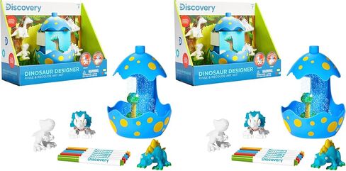 DISCOVERY KIDS Dinosaur Crafts Painting Kit, Dinosaur Designer Rinse & Recolor Art Set - Dino Arts & Crafts for Kids Includes 4 Dinos, 1 Egg Shower & 6 Washable Markers, 11-Piece Color & Wash Activity in Saudi Arabia