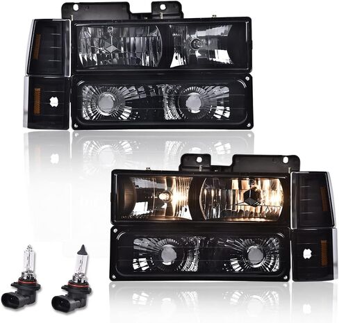 PIT66 LED DRL Headlight Assembly, Compatible with 1994-1998 Chevy C10 C/K 1500 2500 3500 Fit 94-99 Chevy Tahoe Suburban w/Turn Signal Lamps Bumper Lights Corner Lamps Smoke Lens Clear Reflector in Saudi Arabia