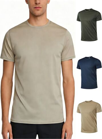 3 Pack Men’s Athletic Short Sleeve Shirts Quick Dry Crew Neck Tees Moisture Wicking Fabric Suitable for Daily Casual Wear in Saudi Arabia