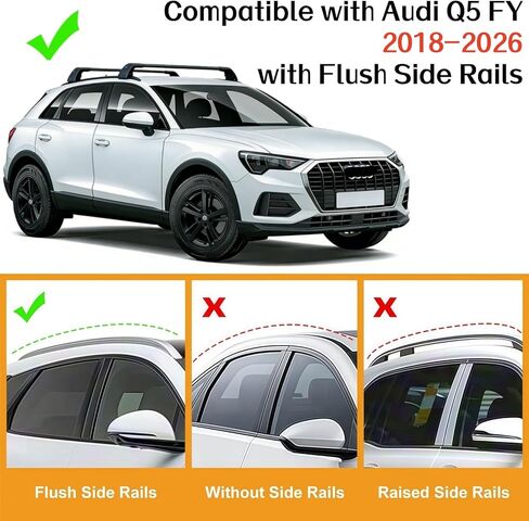 SYDSZ Roof Rack Cross Bars 300lb Compatible with Audi Q5 FY 2018-2026, Flush Side Rails, Heavy Duty Anti-Theft Aluminum Roof Rails Crossbars Rooftop Luggage Racks Carrier in Saudi Arabia