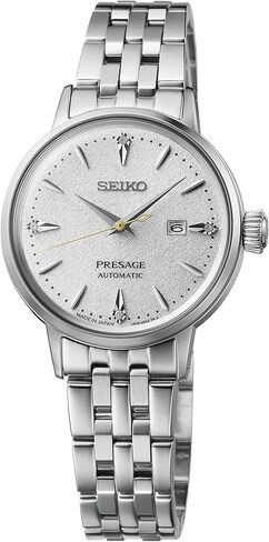 SEIKO SRE017 Presage Women's Cocktail Time Automatic Watch, White Dial with Diamonds, Stainless Steel Bracelet, 50M Water Resistant in Saudi Arabia