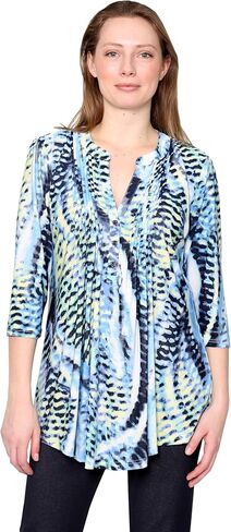 LA CERA Women's Printed Tunic Blouse (730 Blue, XL) in Saudi Arabia