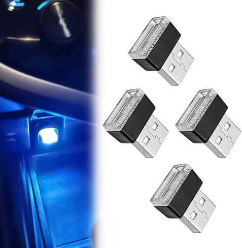 4 PCS USB LED Car Interior Ambient Lighting Kit, Portable Plug-in Atmosphere Lamp Decor Night Light, Universal Vehicle Interior Accessories for Most Cars (White) in Kuwait
