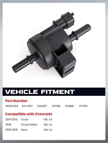 علبة بخار صمام تطهير الملف اللولبي 1.8L مناسب لسيارة شيفروليه 2011-2015 كروز، 2016 كروز المحدودة، 2012-2018 سونيك، 214-2317 2142317 CP780 CP869 PV703 in Kuwait