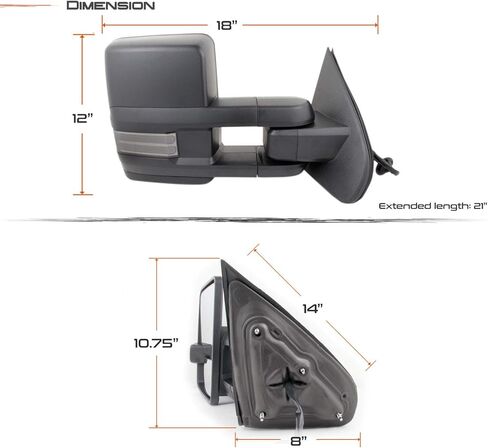 AKKON - For 14-18 Silverado Sierra Pair of Powered + Heated Glass + Sequential Turn Signal Side Black Towing Mirrors in Saudi Arabia