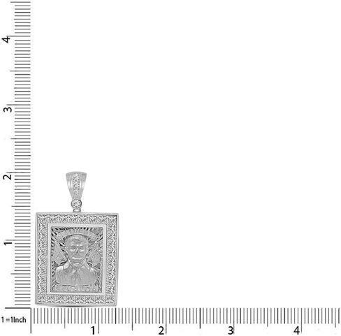 24 جرامًا من الفضة الإسترليني الأصلية المصنوعة من الذهب عيار 14 قيراطًا 2.00 قيراط. مقلد الماس Jesús Malverde Sinaloa Narco-Saint Protección Medalla الإطار سحر قلادة سلسلة مجانية الرقبة 2 بوصة in Kuwait