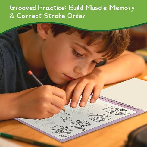 Magic Grooved Writing Practice for Kids Ages 3-8, Reusable grooved Handwriting Practice for Kids 5-7,Preschool Learning Activities Tracing WorkBooks Educational Gift in Saudi Arabia