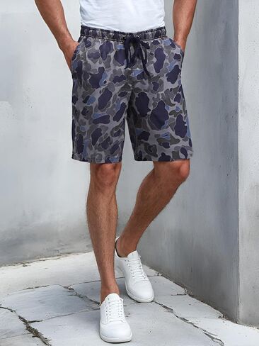 Men's 100% Cotton Camouflage Shorts with Elastic Waist in Saudi Arabia