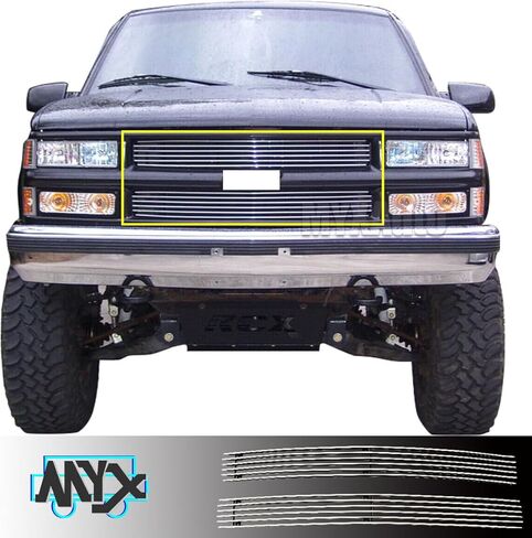 Front Billet Grille Grill Fits 1994-1999 Chevy Blazer C/K Pickup Suburban Tahoe Mirror Polished Billet Main Upper Billet Grille 95 96 97 98 Grille inserts in Saudi Arabia
