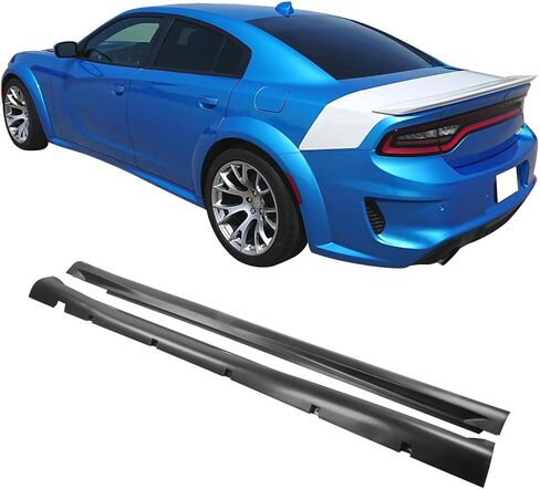 IKON MOTORSPORTS, Side Skirts Extension Compatible with 2020-2023 Dodge Charger Widebody, SRT Hellcat Widebody Style PP Polypropylene Unpainted Black Rocker Panel Splitter Side Underbody Spoiler 2PCS in Saudi Arabia