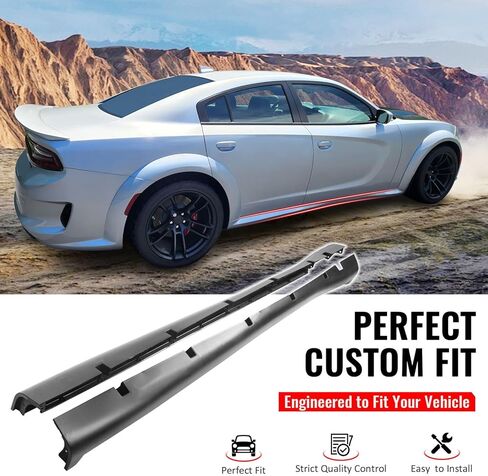 IKON MOTORSPORTS, Side Skirts Extension Compatible with 2020-2023 Dodge Charger Widebody, SRT Hellcat Widebody Style PP Polypropylene Unpainted Black Rocker Panel Splitter Side Underbody Spoiler 2PCS in Saudi Arabia